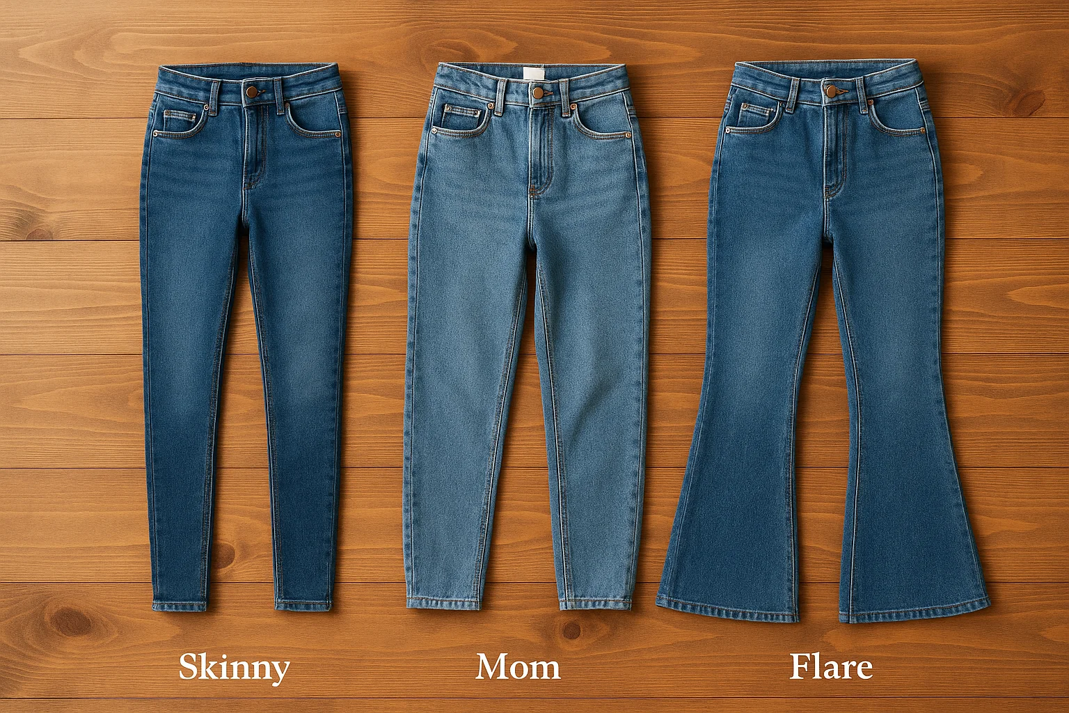 Diferite croieli de blugi dama: skinny, mom fit si evazati
