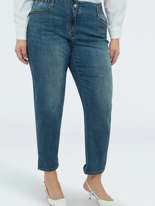 Fiorella Rubino Blugi conici cu strasuri