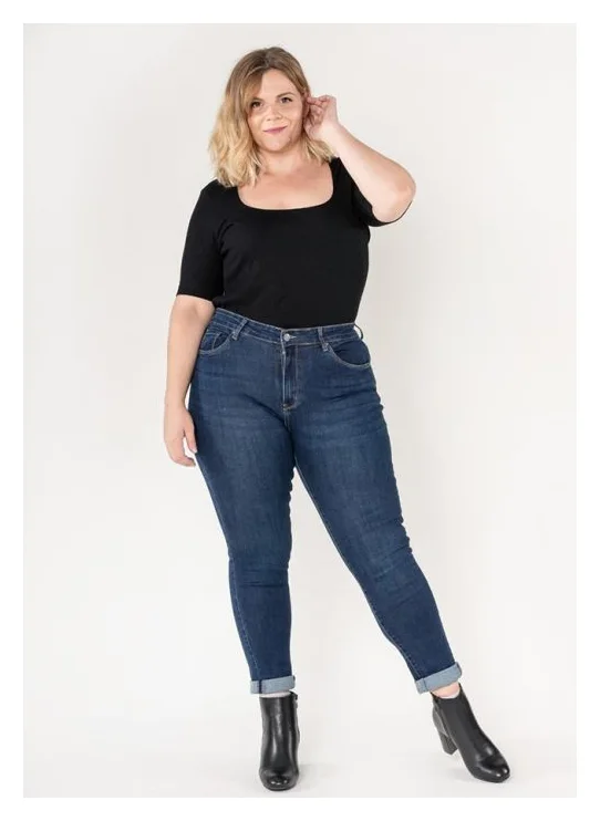 Blugi dama basic marimi mari P608-9 albastri
